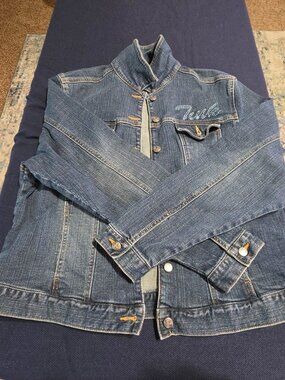 Authentic Disney Womens Denim Jacket With Embroidered Mickey Mouse Logo